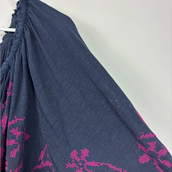 Free People Persuasion Embroidered Top Womens M Oversized Slouchy Boho Hippie - Picture 6 of 9